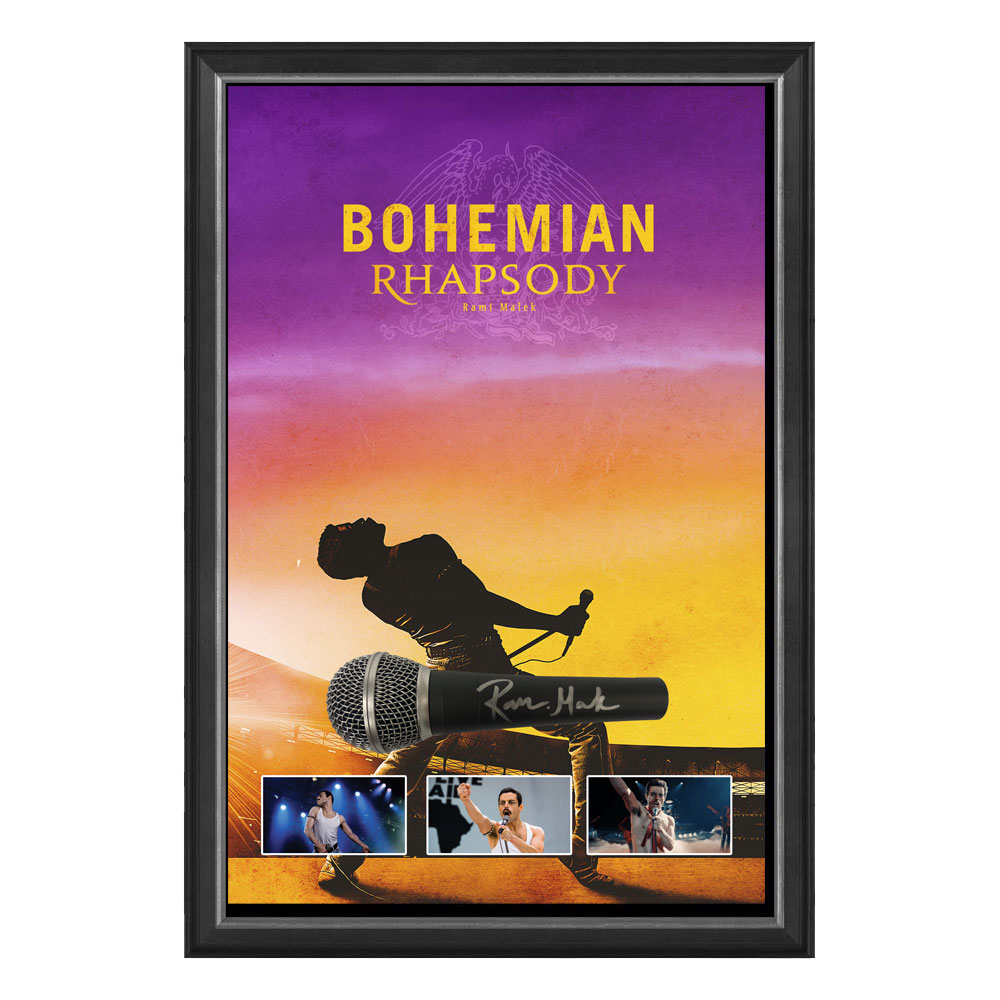 Rami Malek Bohemian Rhapsody Signed & Framed Microphone Deluxe Di...