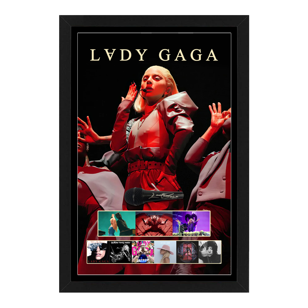 Lady Gaga Signed & Framed Microphone Deluxe Display