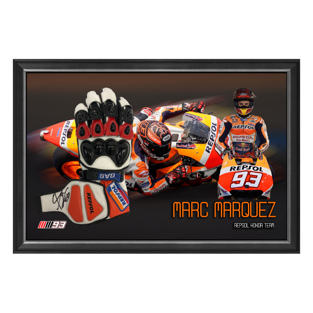 Marc Márquez Signed & Framed Racing Glove