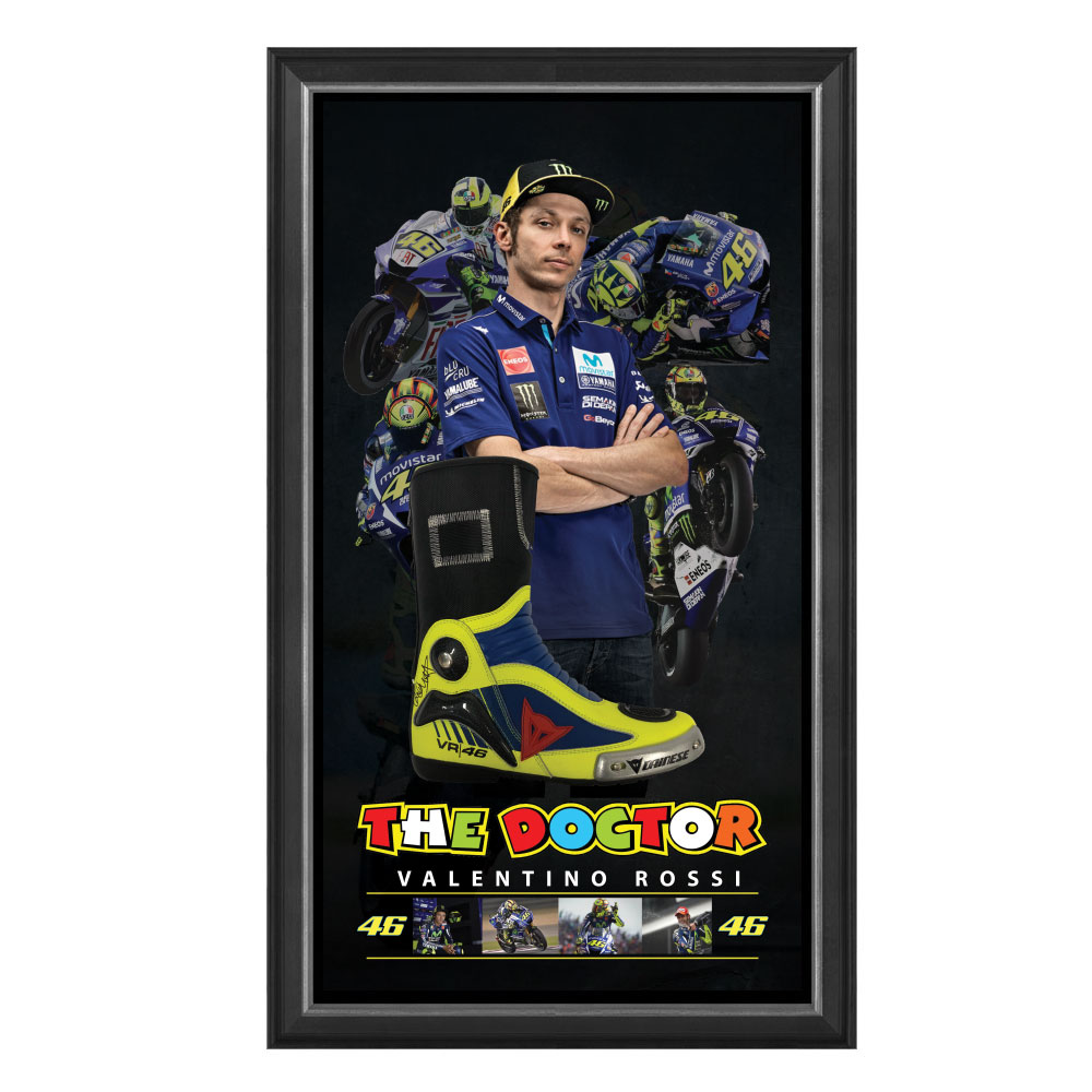 Valentino Rossi Signed & Framed Replica Racing Boot