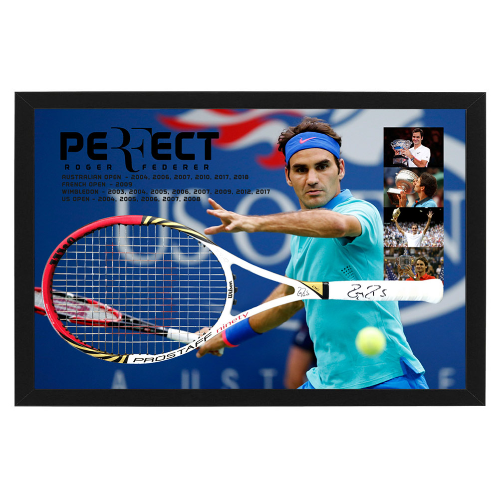 Roger Federer Signed and Framed Tennis Racquet | Taylormade Memorabilia ...