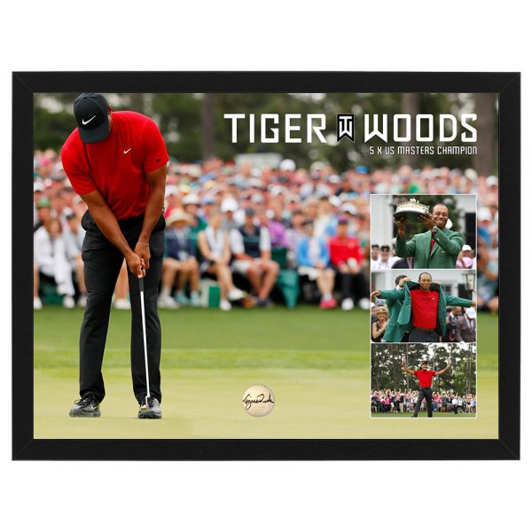 Golf Tiger Woods Signed and Framed US Masters Golf Ball Taylormade