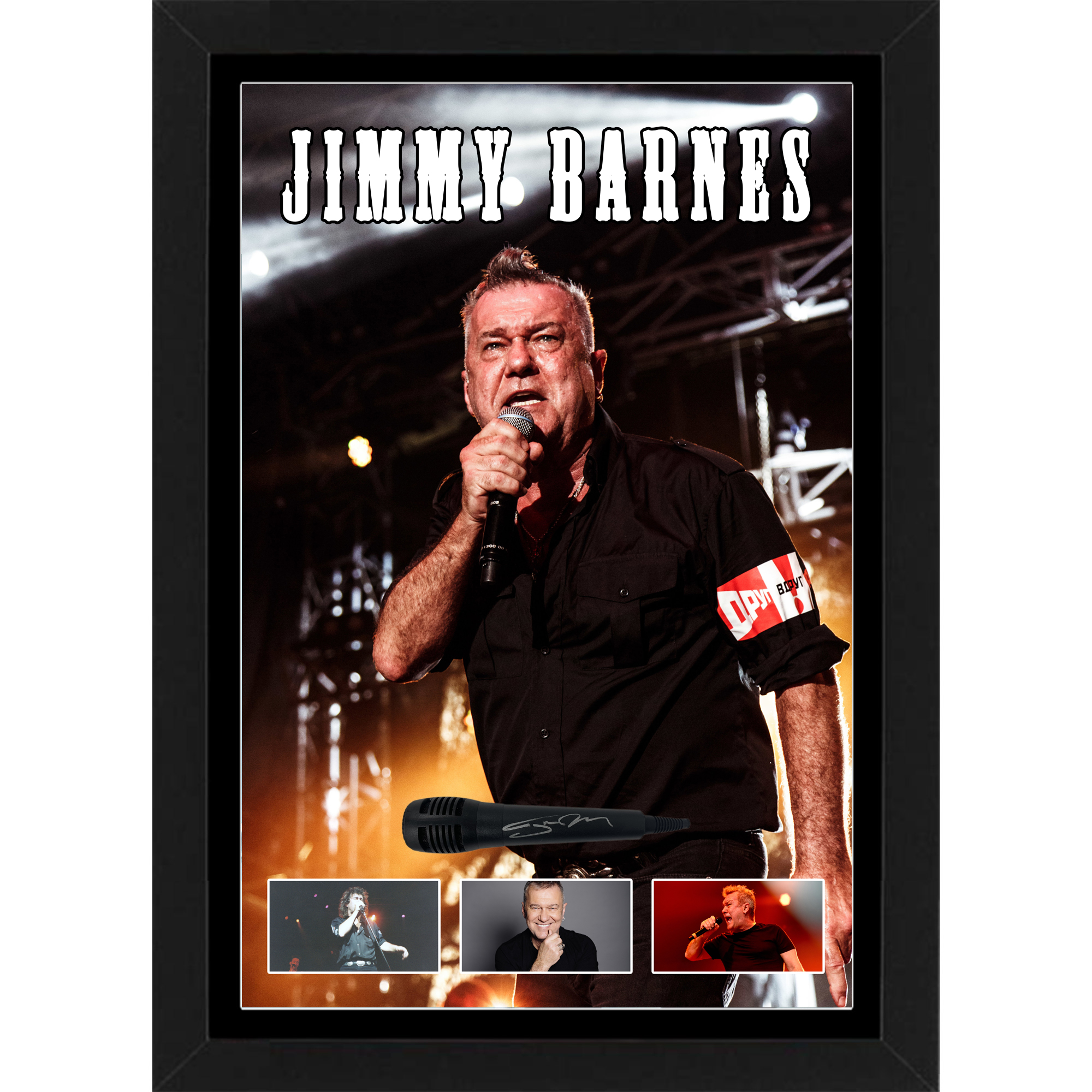Music – Jimmy Barnes Signed & Framed Microphone Deluxe Disp...
