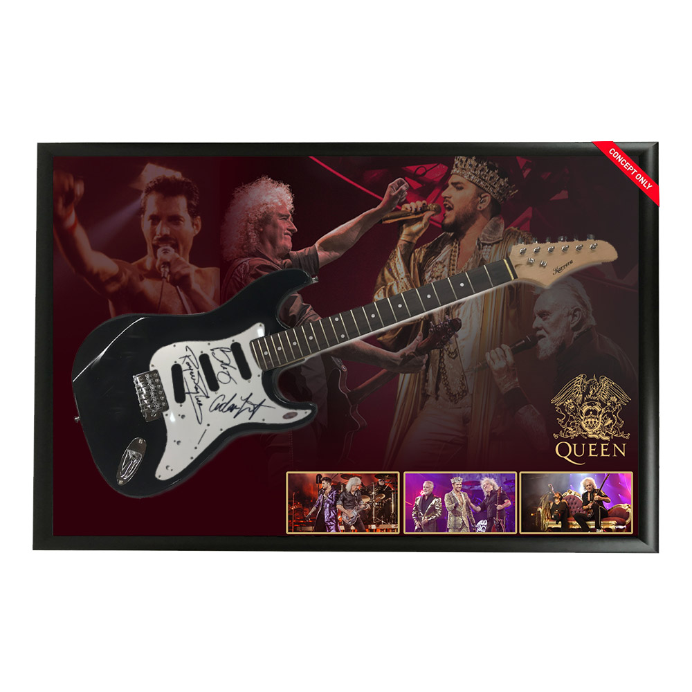 Music – Queen Hand Signed & Framed Full size Stratocaster Gu...