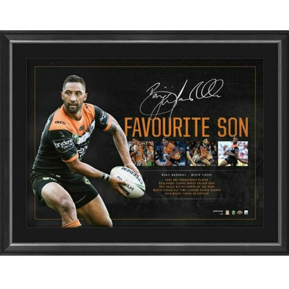 Wests Tigers – Benji Marshall Signed Framed ‘Favourite Son...