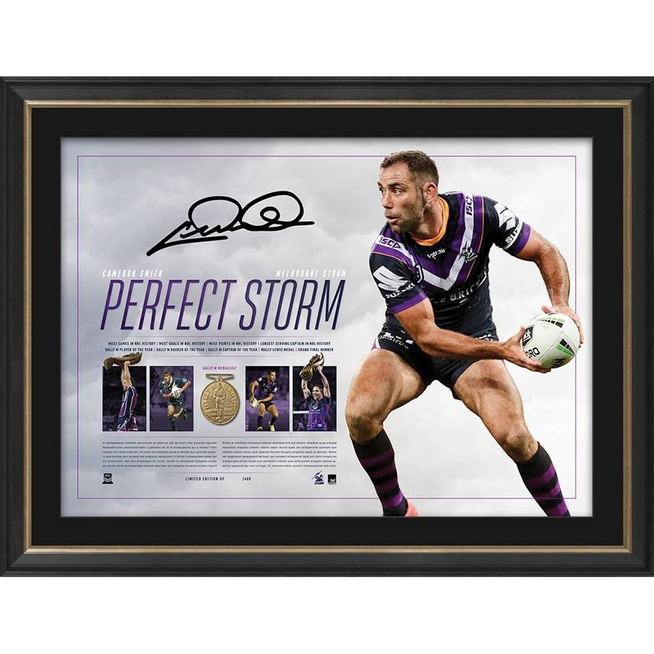 Melbourne Storm – Cameron Smith Signed Framed “Perfect Sto...
