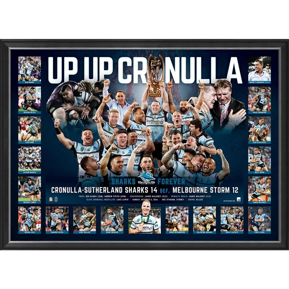 Cronulla Sharks Premiership 2016 Memorabilia frame limited edition with COA 