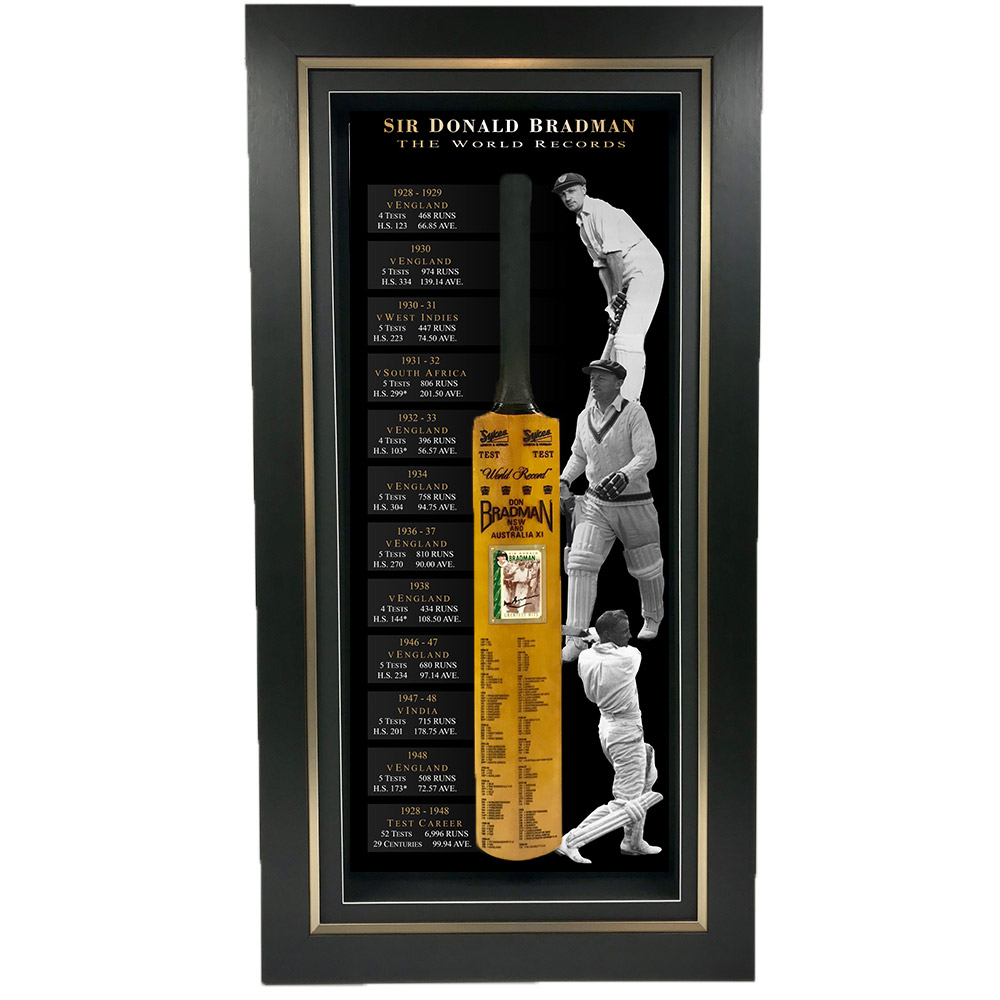 Cricket Sir Donald Bradman 'The World Records' Hand Signed & Framed