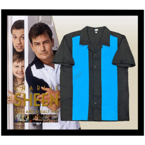 Charlie Sheen - Two And A Half Men Signed & Framed Black/Blue Bowling Shirt Display (Beckett Hologram)
