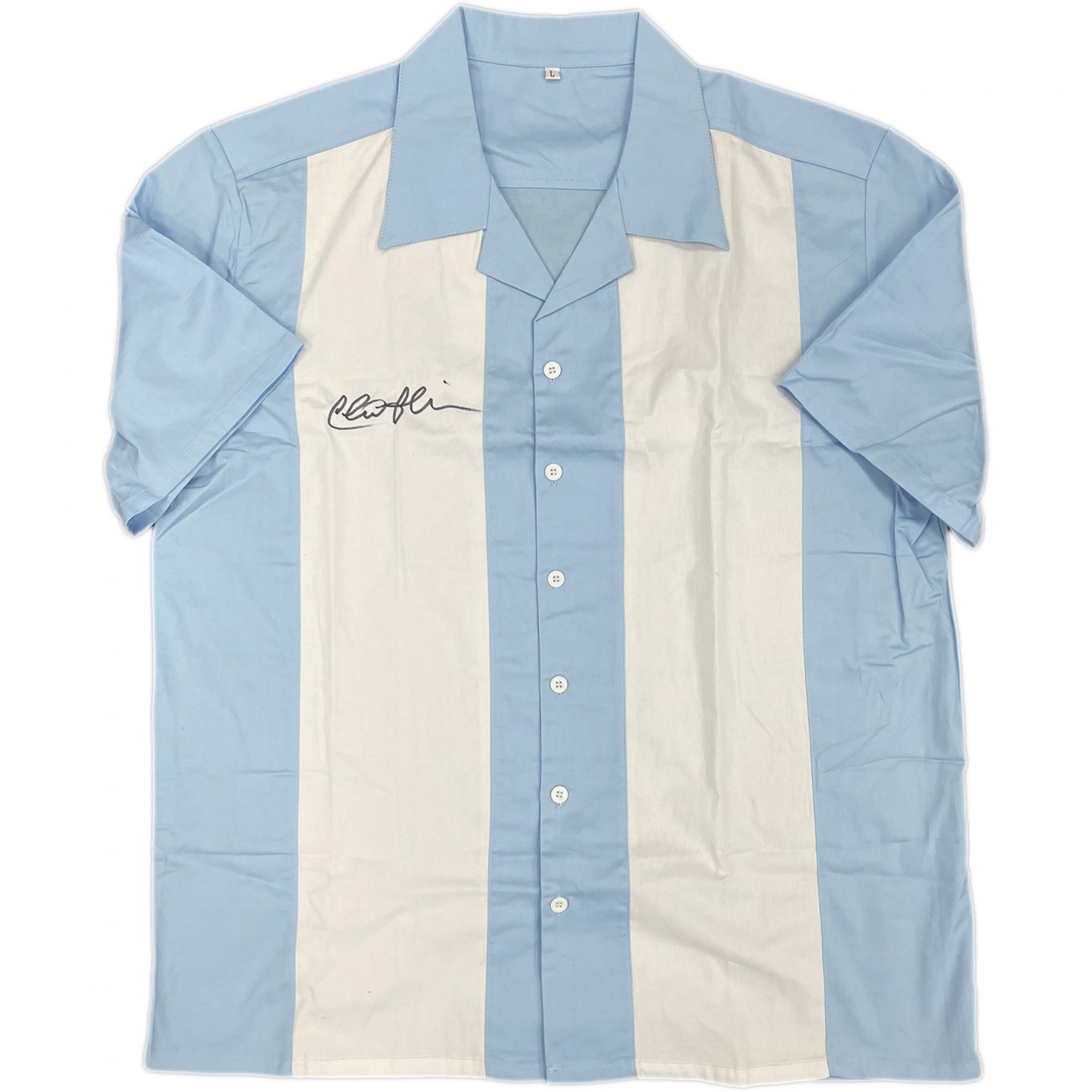 Charlie Sheen Two And A Half Men Signed & Framed Blue Bowling Shirt Display Taylormade