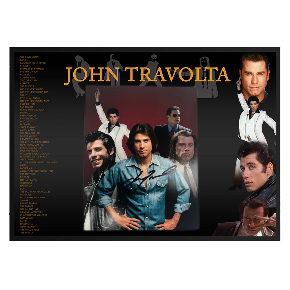 John Travolta – Movie Collage Signed and Framed Photograph Displ...