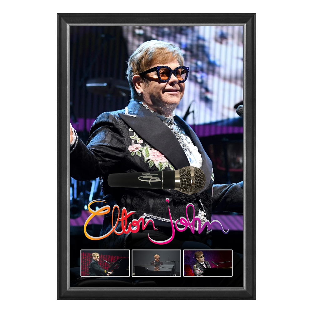 Elton John Signed & Framed Microphone Deluxe Display