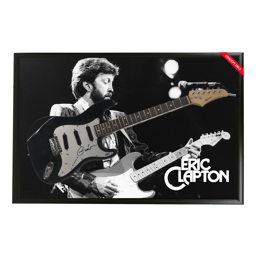 Music – Eric Clapton Hand Signed & Framed Full Size Stratoca...