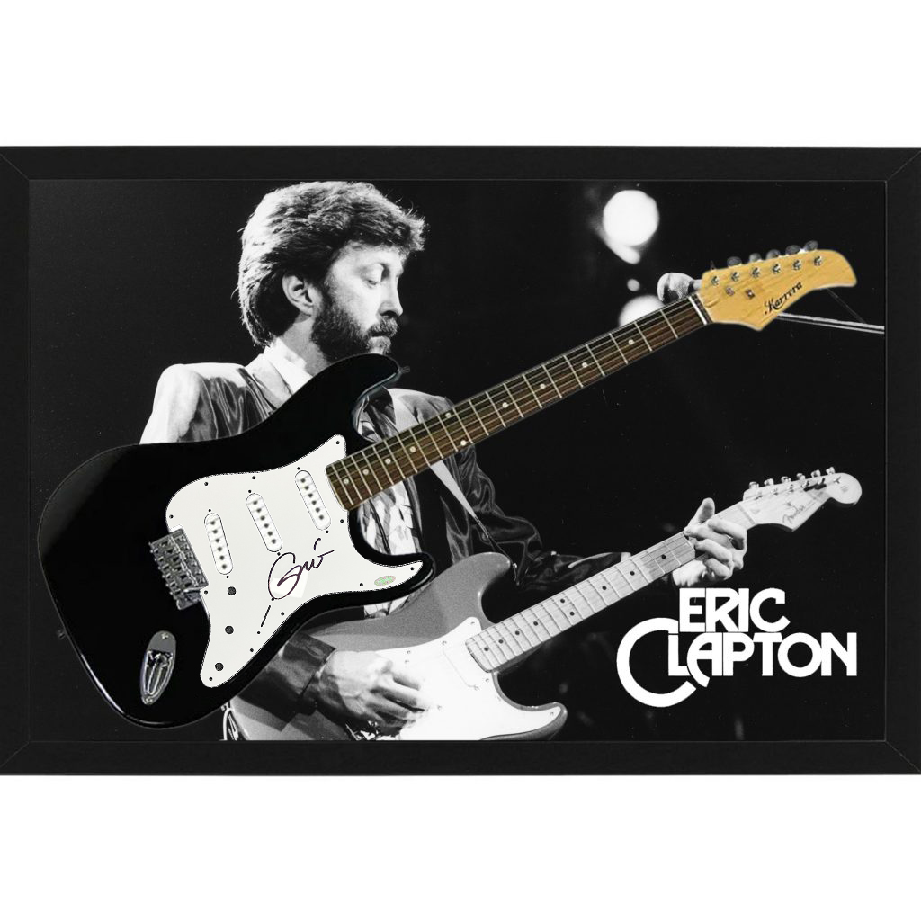 Music – Eric Clapton Hand Signed & Framed Full Size Guitar ...