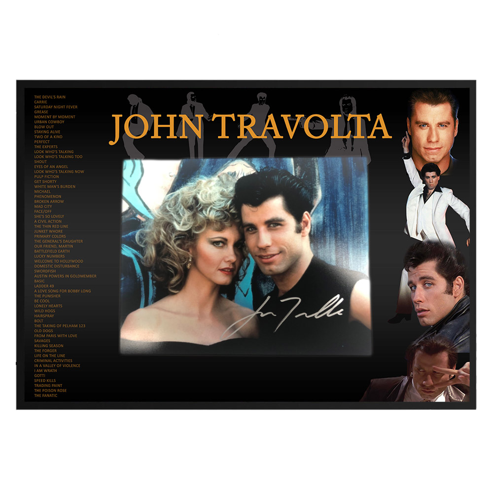 John Travolta – Grease #1 Signed and Framed Photograph Display