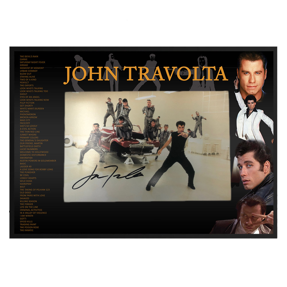 John Travolta – Grease #2 Signed and Framed Photograph Display