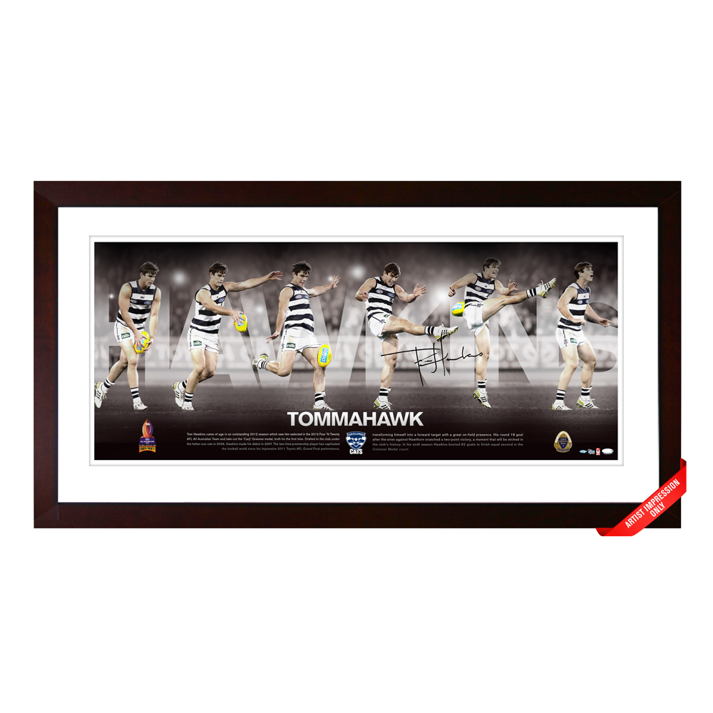 Geelong Cats Tom Hawkins Tomahawk Lithograph Taylormade Memorabilia Sports Memorabilia Australia