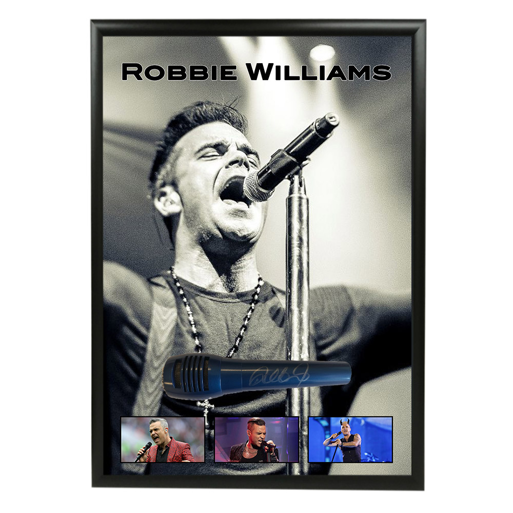 Robbie Williams Signed & Framed Microphone Deluxe Display