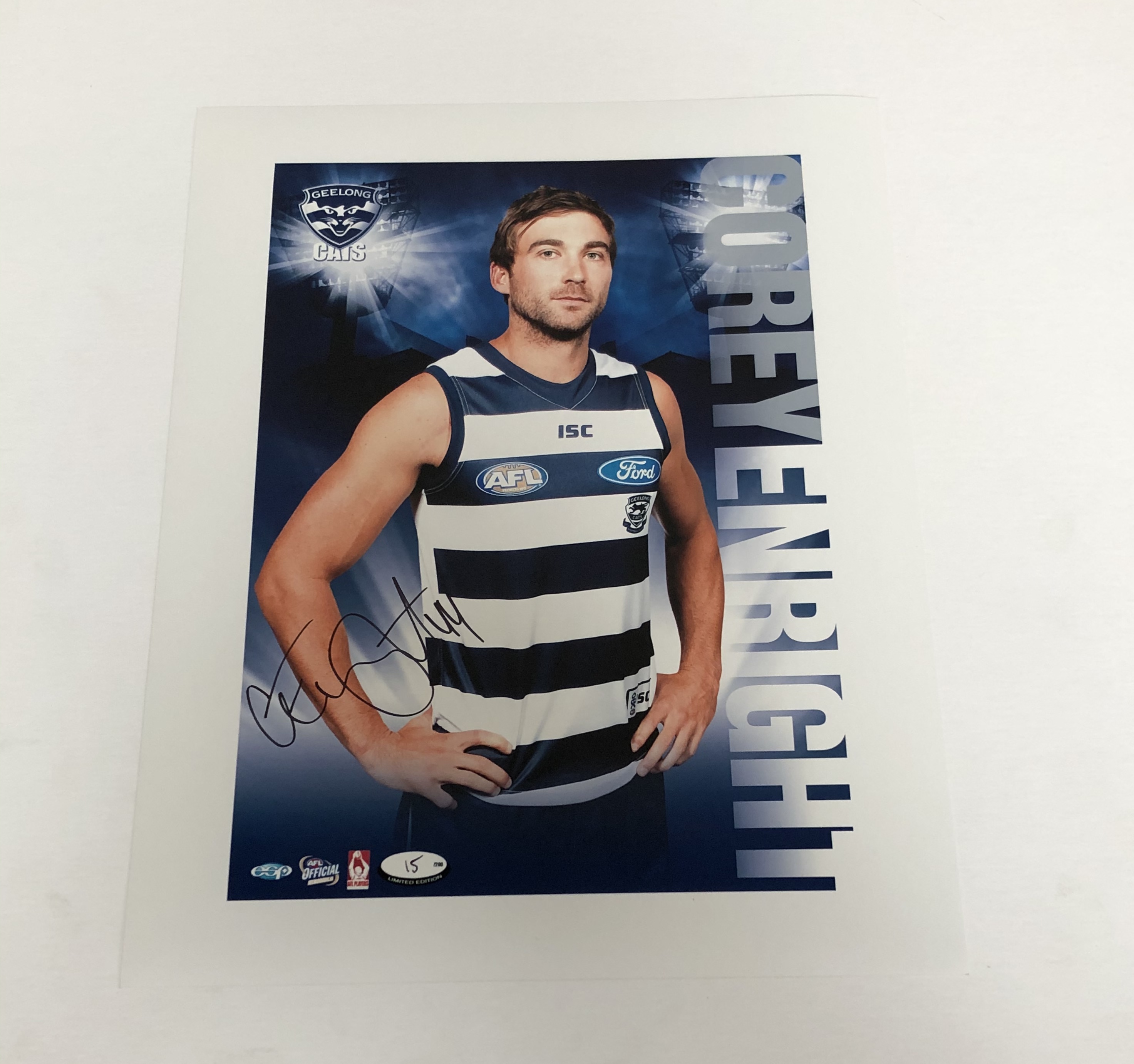 Geelong Cats – Signed and Framed Hero Shot – Corey Enright