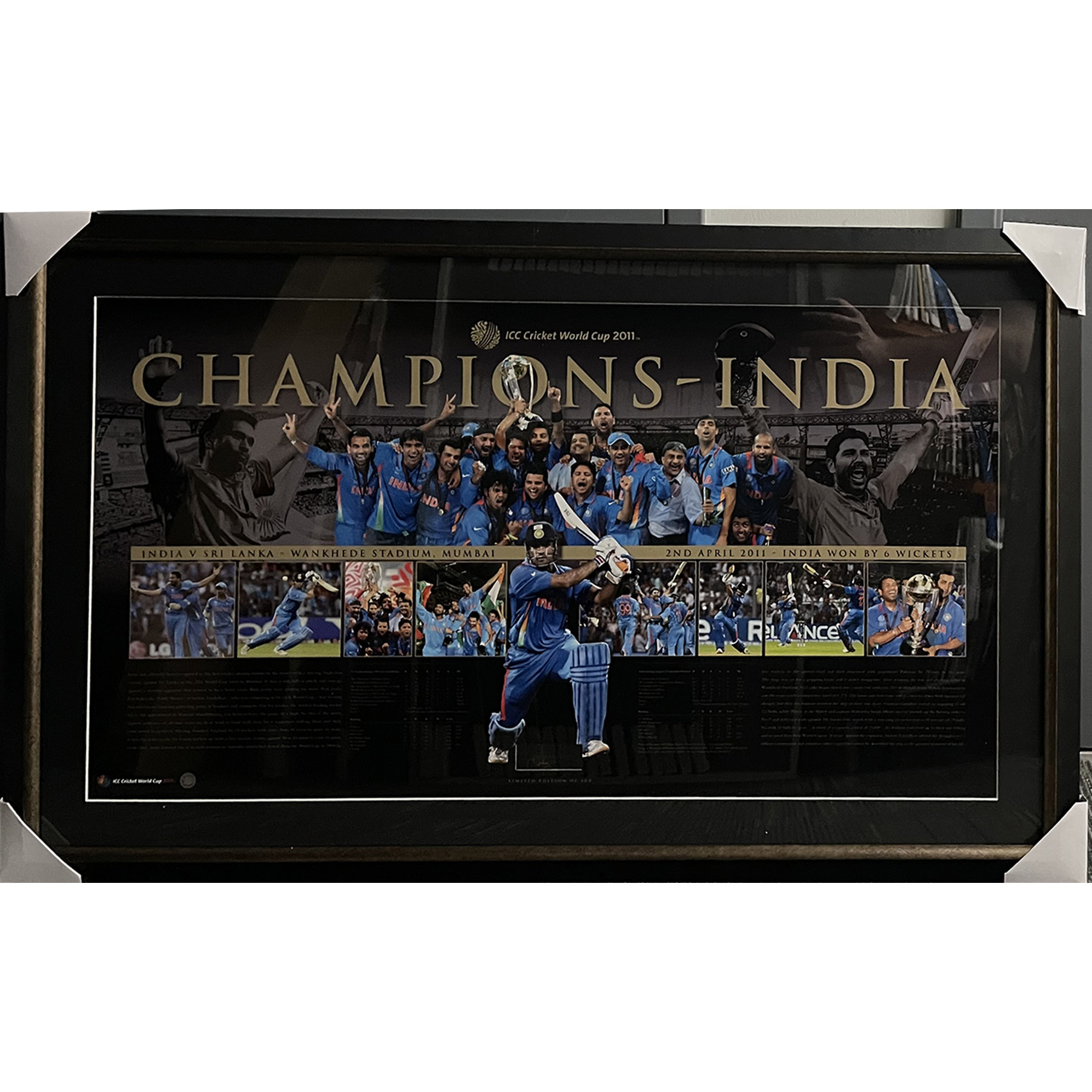 India – 2011 ICC World Cup Champions MS Dhoni Signed & Fram...