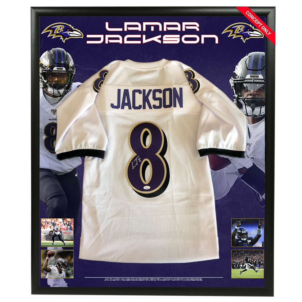 NFL – Lamar Jackson Signed & Framed Baltimore Ravens Jersey (JSA COA)