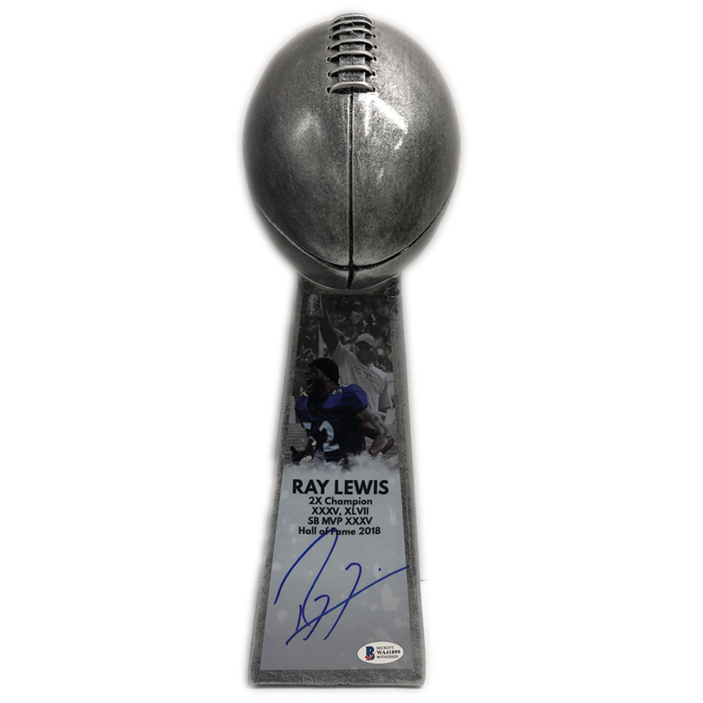 NFL – Ray Lewis Signed 15” Lombardi Football Championship Trophy (...