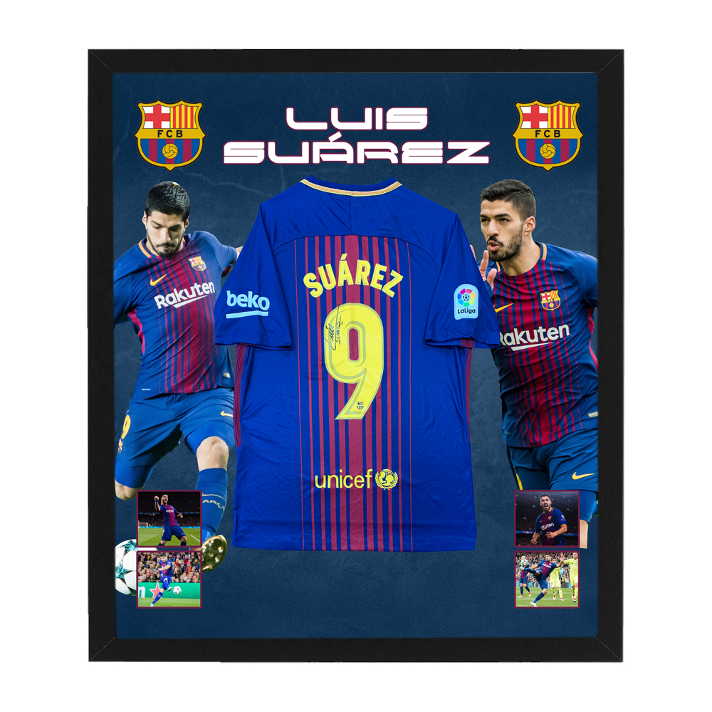 Soccer – Luis Suarez Signed & Framed FC Barcelona Jersey