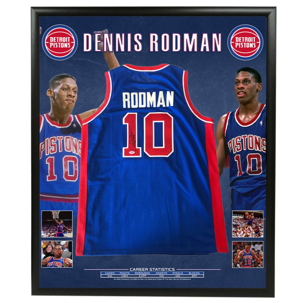 Autographed Dennis Rodman Detroit Pistons Jersey Inscribed Worm SSG  certified from private signing at 's Sports Collectibles Store