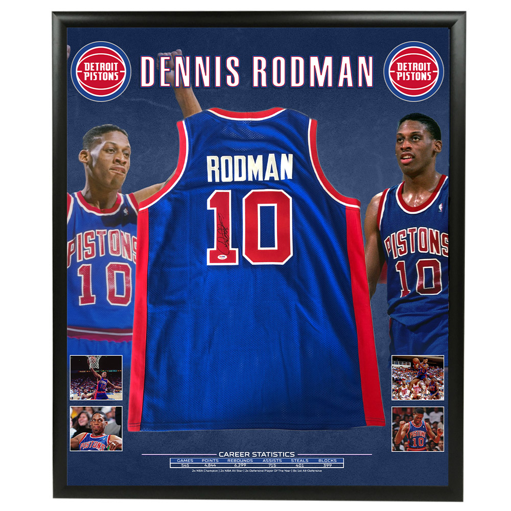 Basketball – Dennis Rodman Signed & Framed Detroit Pistons ...