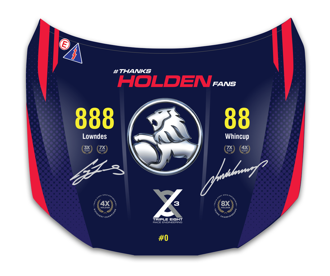 Triple Eight Triple Signed Holden VF Commodore Bonnet Lowndes Whincup