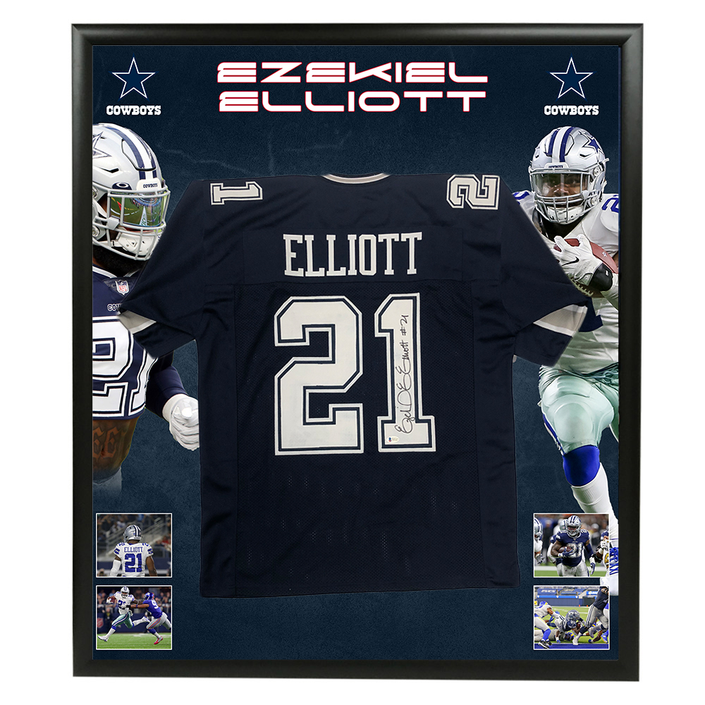 NFL – Ezekiel Elliott Signed & Framed Dallas Cowboys Jersey (Be...