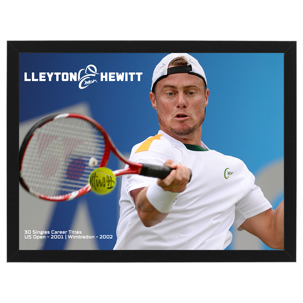 Lleyton Hewitt Signed & Framed Tennis Ball