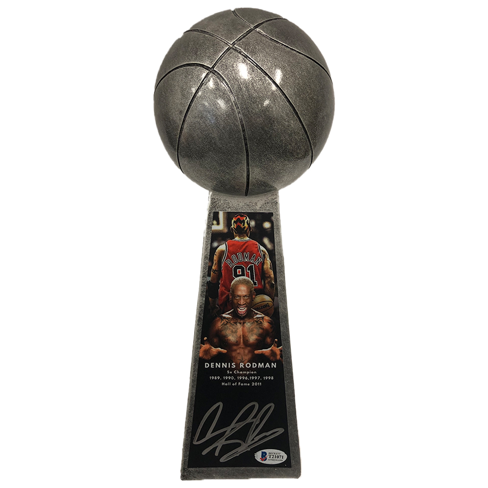 Basketball - Dennis Rodman Signed 14” Chicago Bulls Championship ...