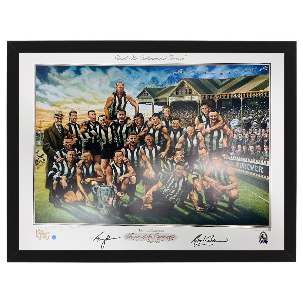 Collingwood Magpies Team of the Century Hand Signed & Framed Delu...