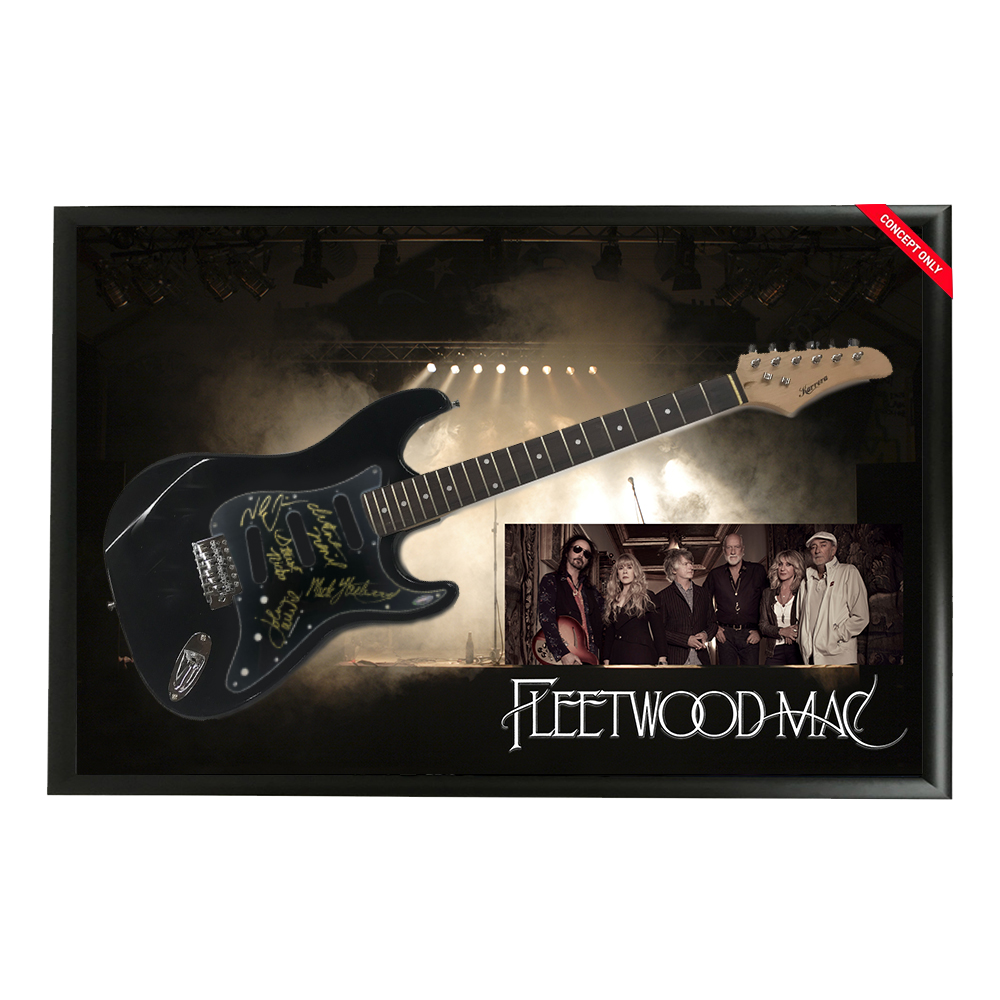 Music – Fleetwood Mac Hand Signed & Framed Full Size Guitar...