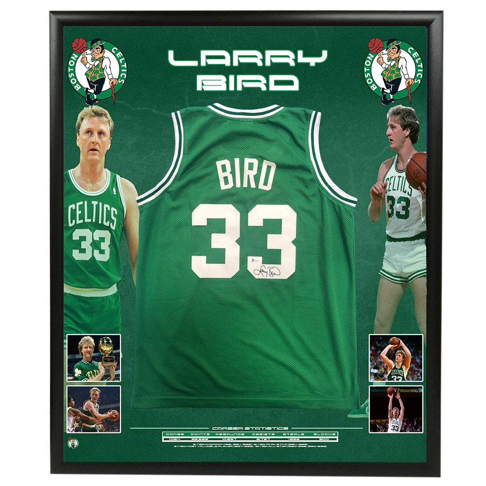 Basketball Larry Bird Signed & Framed Boston Celtics Jersey (Beckett