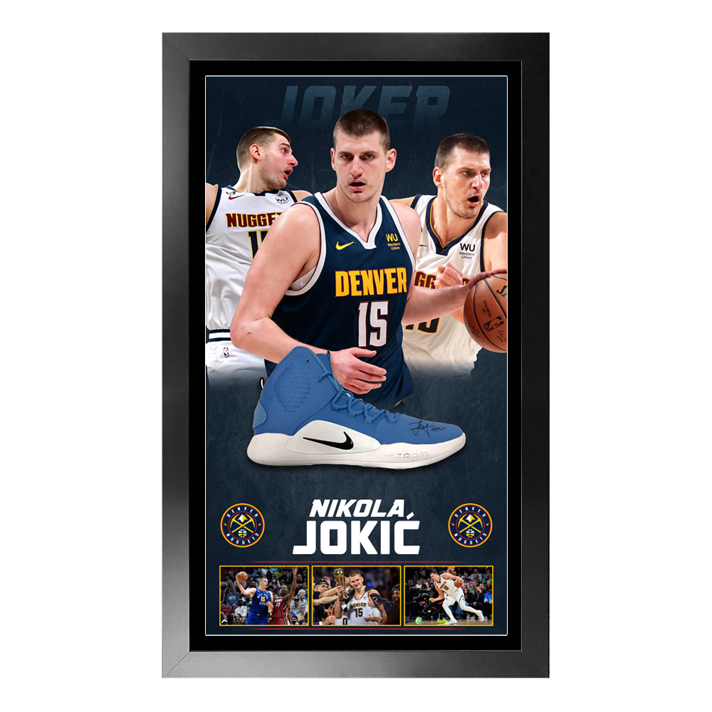 Basketball – Nikola Jokic Hand Signed & Framed Hyperdunk Ba...