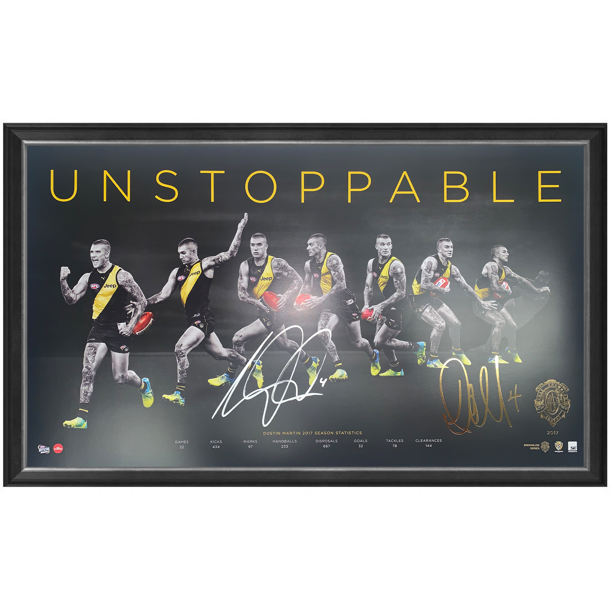 Richmond Tigers – Hand Signed Dustin Martin 2017 Brownlow Medal Unst...