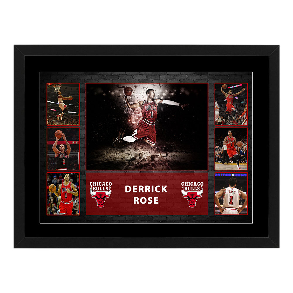Basketball – Derrick Rose Chicago Bulls 2008-16 Framed Pre Print