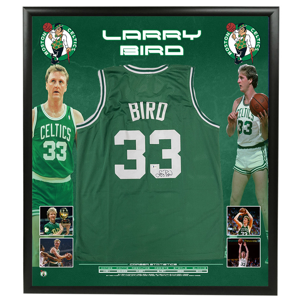 Basketball - Larry Bird Signed & Framed Boston Celtics Jersey (beckett 