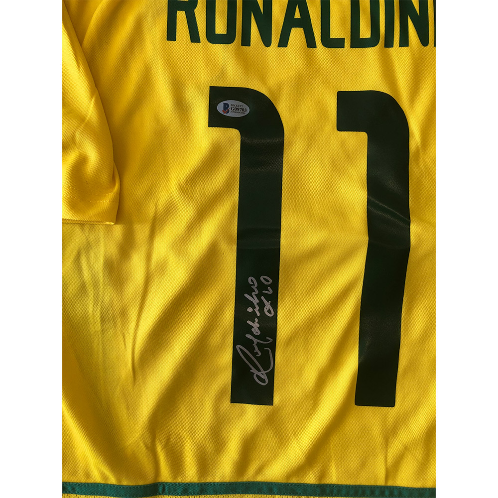 Signed Ronaldinho Jersey - Blue Beckett BAS COA