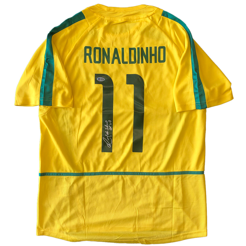 Ronaldinho Signed Framed Custom Yellow Soccer Jersey BAS ITP – Super Sports  Center