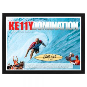 Surfing - Kelly Slater Signed & Framed "DOMINATION" Mini Surfboard Display