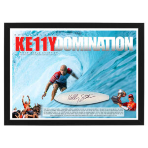 Surfing - Kelly Slater Signed & Framed "DOMINATION" Mini Surfboard Display