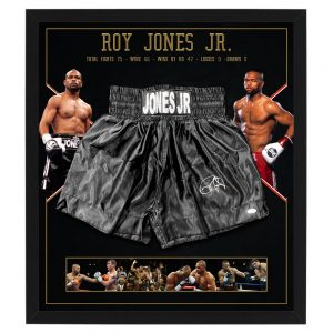 Roy Jones Jr - Signed & Framed Boxing Trunks (JSA COA)