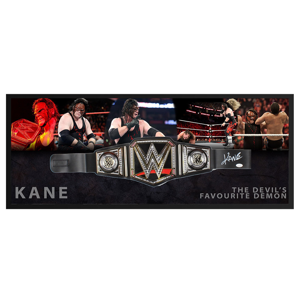 Kane – Signed & Framed Replica WWE Title Belt (JSA COA)