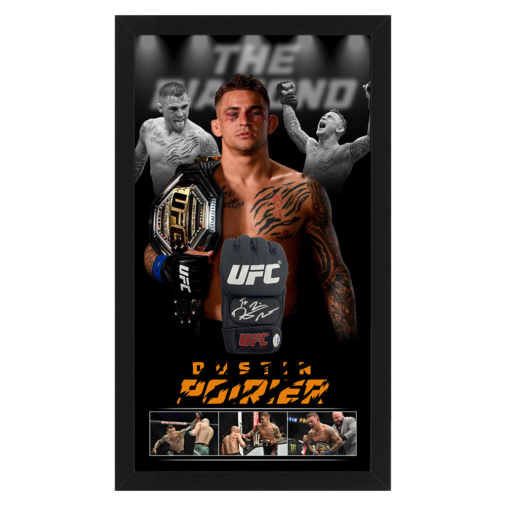 UFC Dustin Poirier Signed & Framed UFC Glove (PSA COA) Taylormade