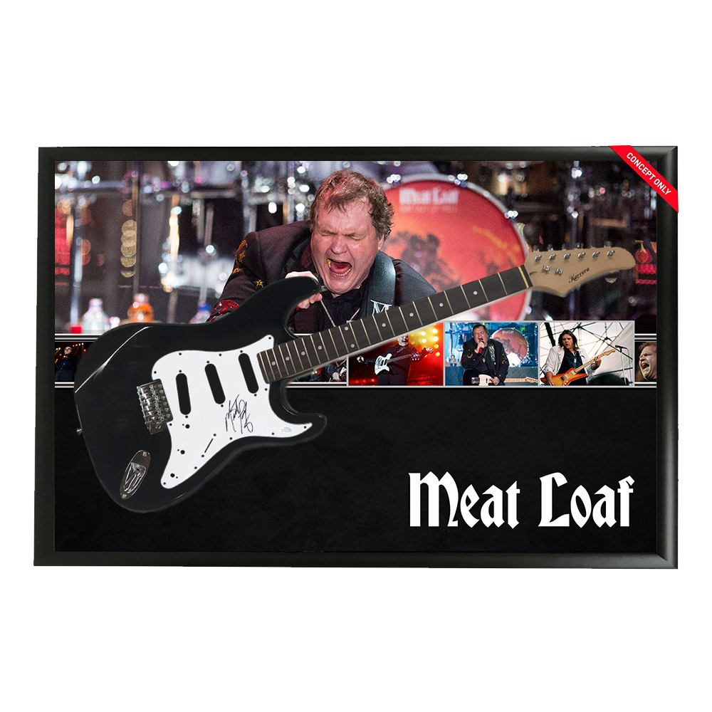 Music – Meat Loaf Signed & Framed Guitar with Custom Backdrop (...