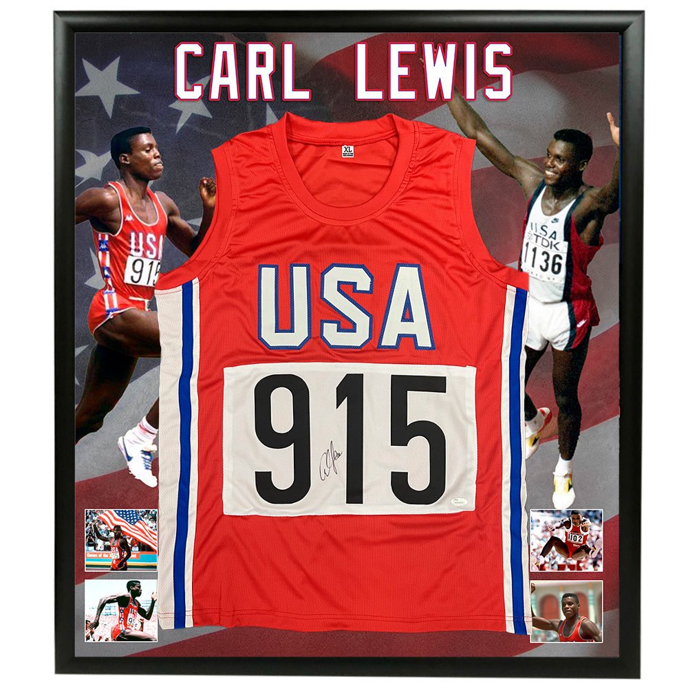 Olympics – Carl Lewis Signed & Framed Jersey (JSA Hologram)