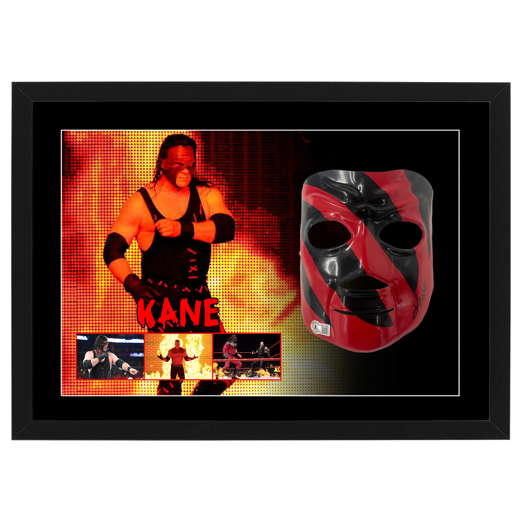 WWE – Kane Signed & Framed KANE Mask (Beckett Hologram)